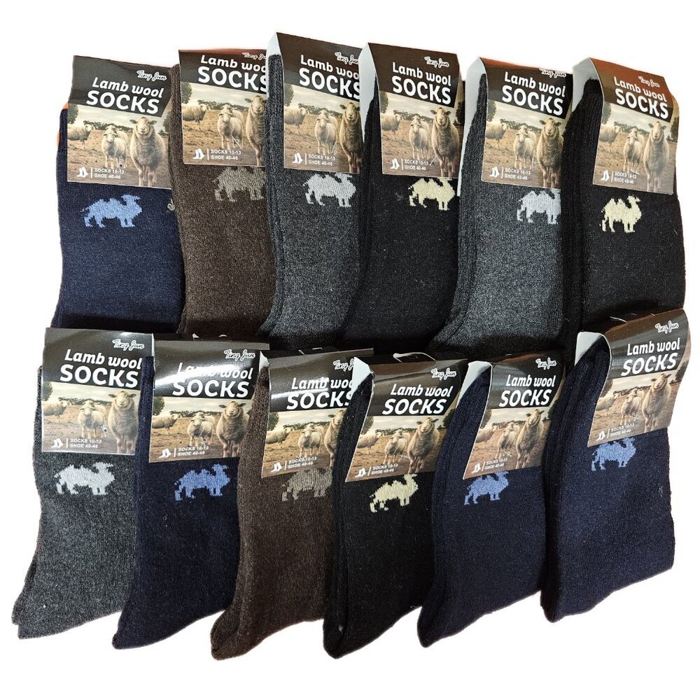 Mens Heavy Wool Socks 12 Pack Warm Winter Crew Outdoor Work Hiking Cold Gear Set